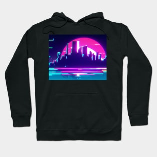 Cyan synthwave city 2 Hoodie